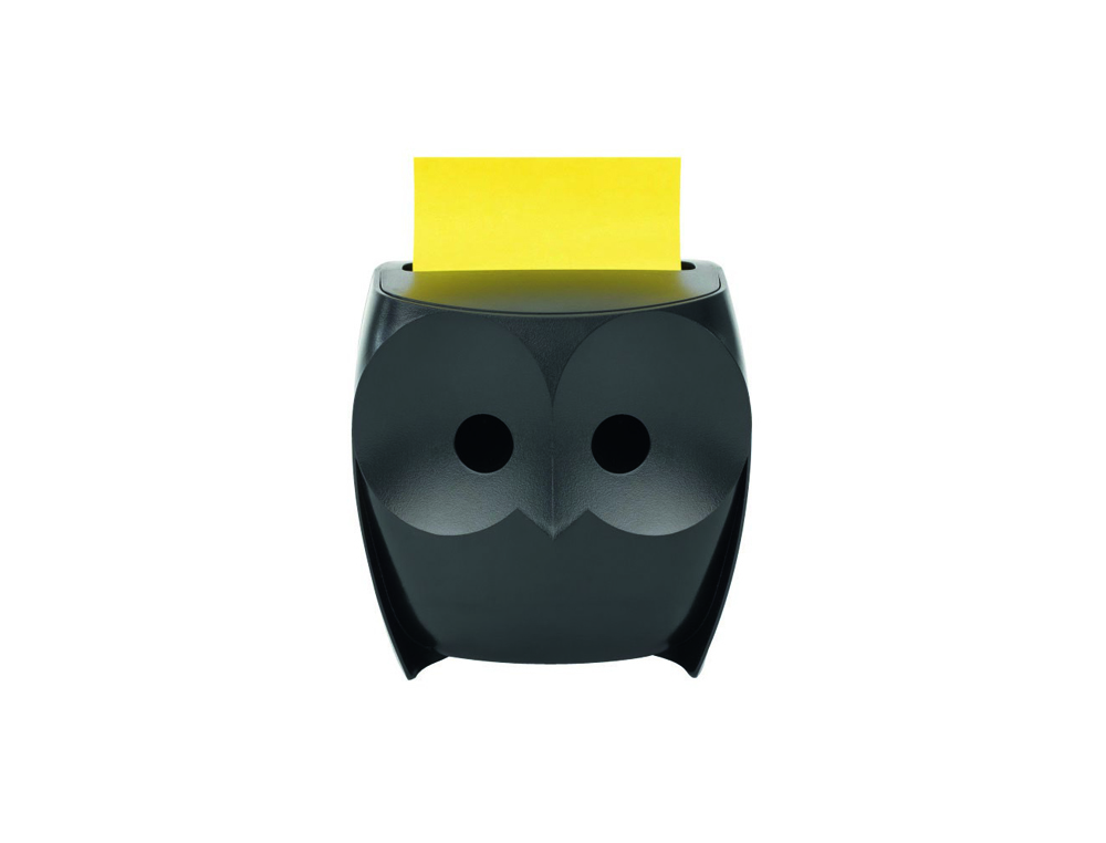 Soporte bloc de notas adhesivas quita y pon post-it buho con 2 bloc z-note amarillo 76x76 mm con 45