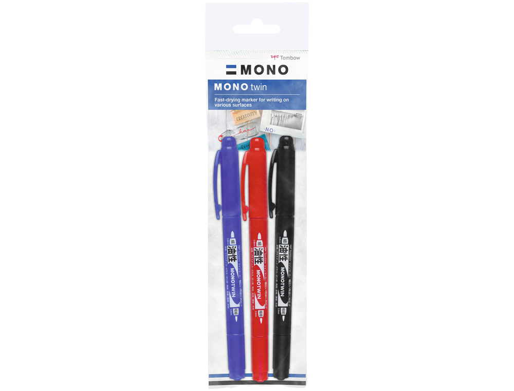 Rotulador tombow mono twin permanente doble punta fina y gruesa color negro