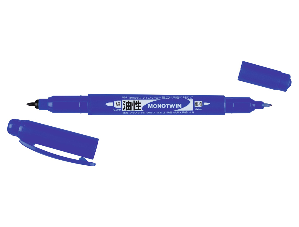 Rotulador tombow mono twin permanente doble punta fina y gruesa color azul