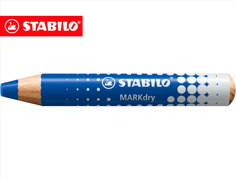 Lapiz marcador en seco stabilo markdry para pizarra blanca color azul caja de 5 unidades