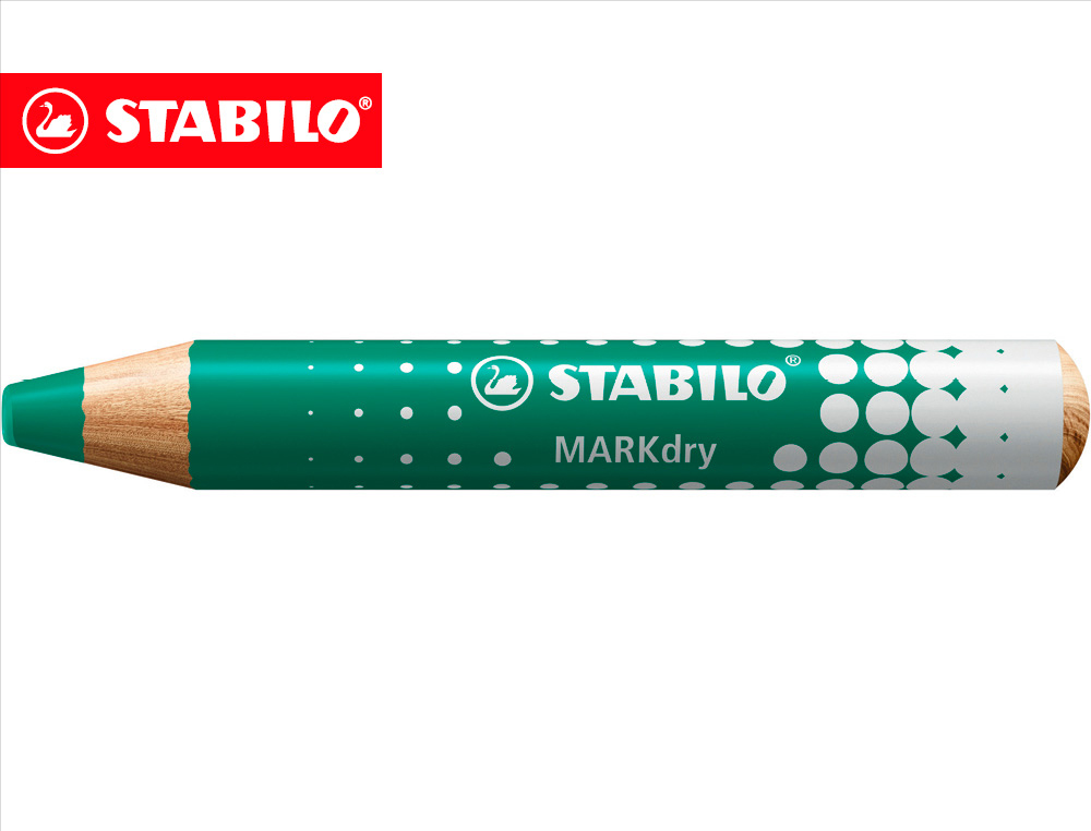 Lapiz marcador en seco stabilo markdry para pizarra blanca color verde caja de 5 unidades