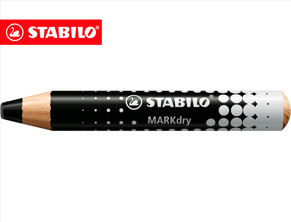 Lapiz marcador en seco stabilo markdry para pizarra blanca color negro caja de 5 unidades