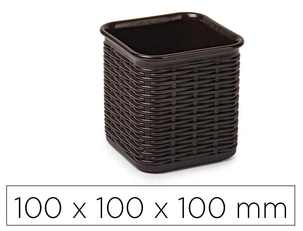 Cubilete portalapices plasticforte plastico mimbre colores surtidos 100x100x100 mm