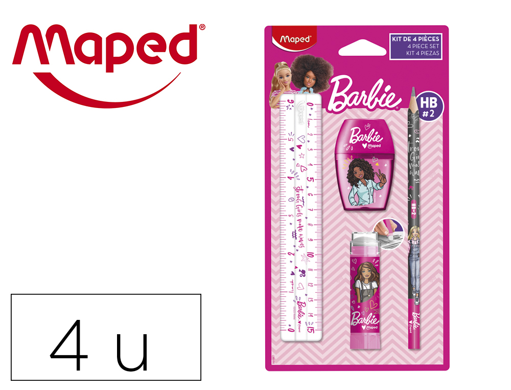 Mini set papeleria maped barbie 4 piezas