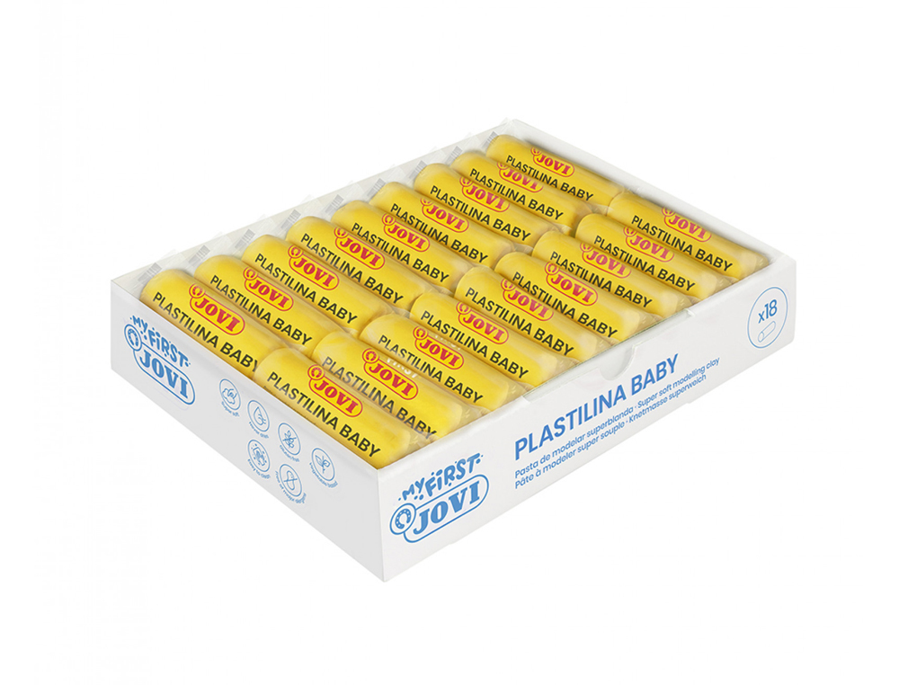 Plastilina jovi my first baby super blanda 38 g color amarillo caja de 18 unidades
