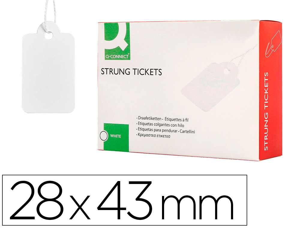 Etiquetas colgantes q-connect 28x43 mm caja de 500 unidades