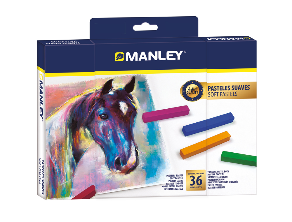 Lapices pastel manley suaves caja de 36 unidades colores surtidos