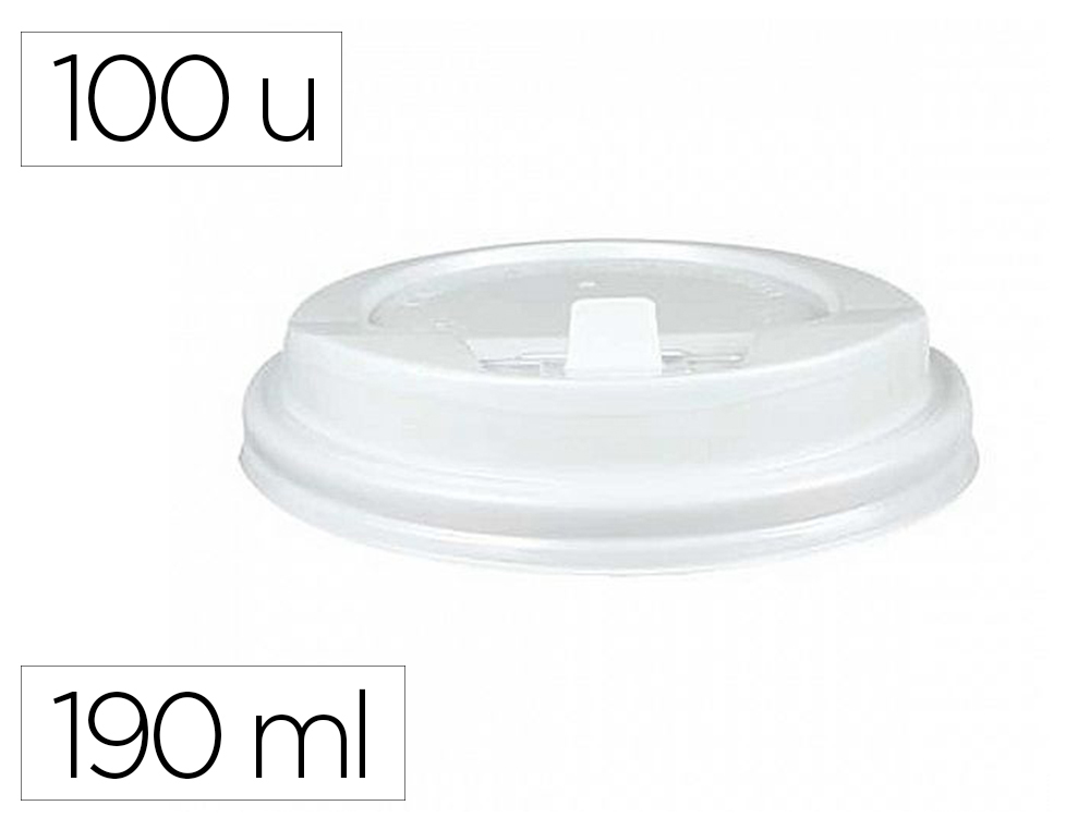 Tapa para vaso bunzl 190 ml poliestireno con orificio paquete de 100 unidades