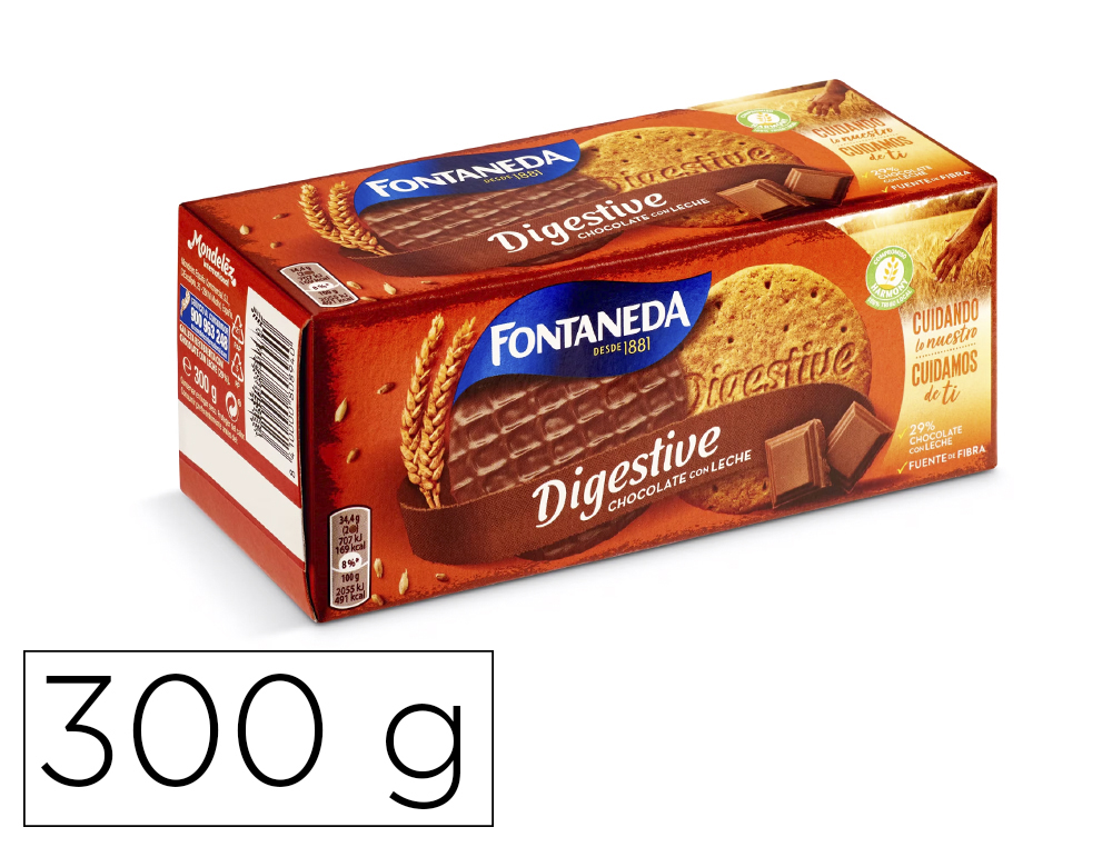 Galleta fontaneda digestive chocolate con leche fibra caja de 300 gr