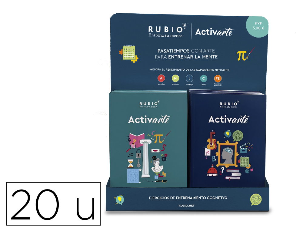 Cuaderno rubio entrena tu mente activarte expositor sobremesa 10 unidades n 1 y 10 unidades n 2