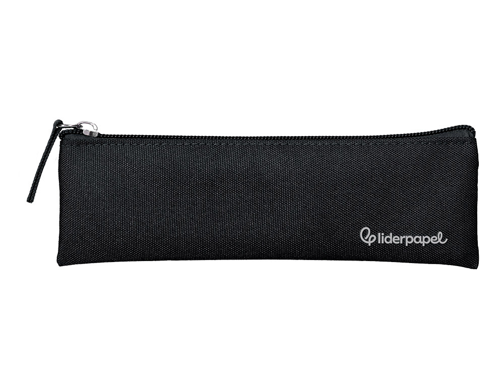 Estuche portatodo liderpapel plano estrecho una cremallera 200x60 mm negro