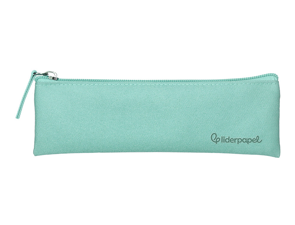Estuche portatodo liderpapel plano estrecho una cremallera 200x60 mm verde manzana
