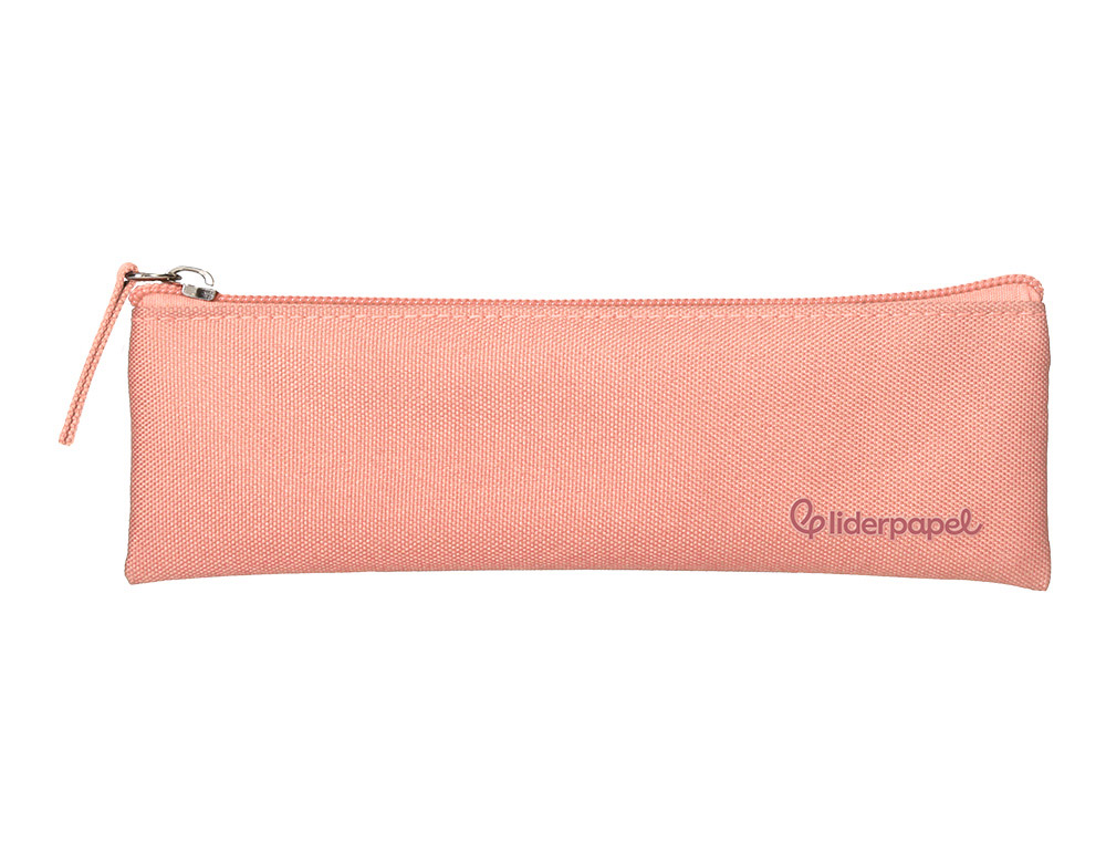 Estuche portatodo liderpapel plano estrecho una cremallera 200x60 mm rosa