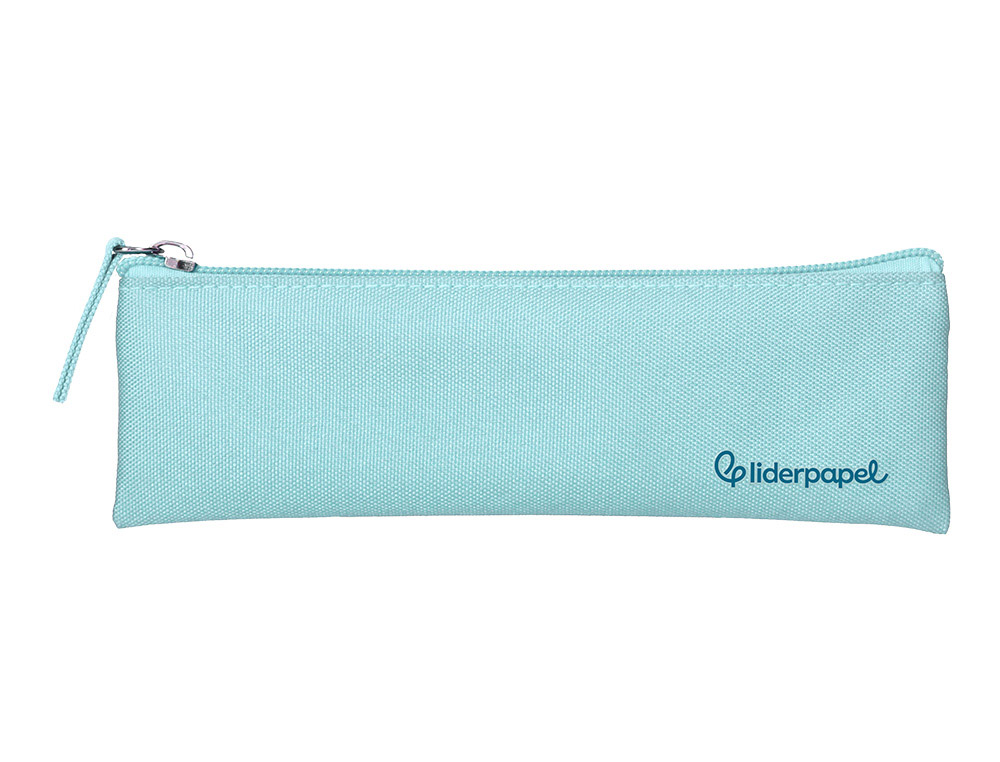 Estuche portatodo liderpapel plano estrecho una cremallera 200x60 mm azul celeste