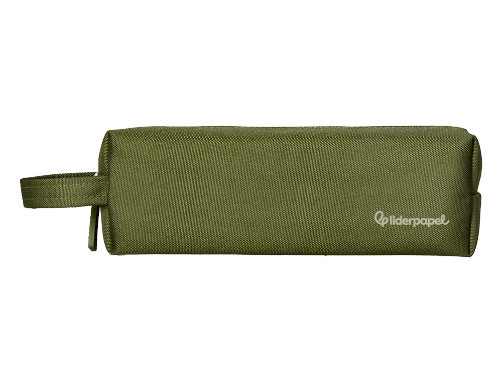 Estuche portatodo liderpapel classic rectangular con asa 210x70mm verde militar