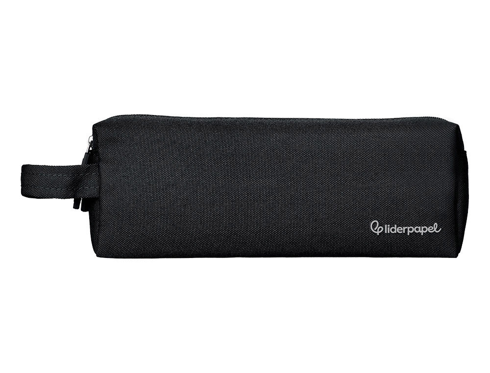 Estuche portatodo liderpapel classic rectangular con asa 2 cremalleras 210 x80mm negro