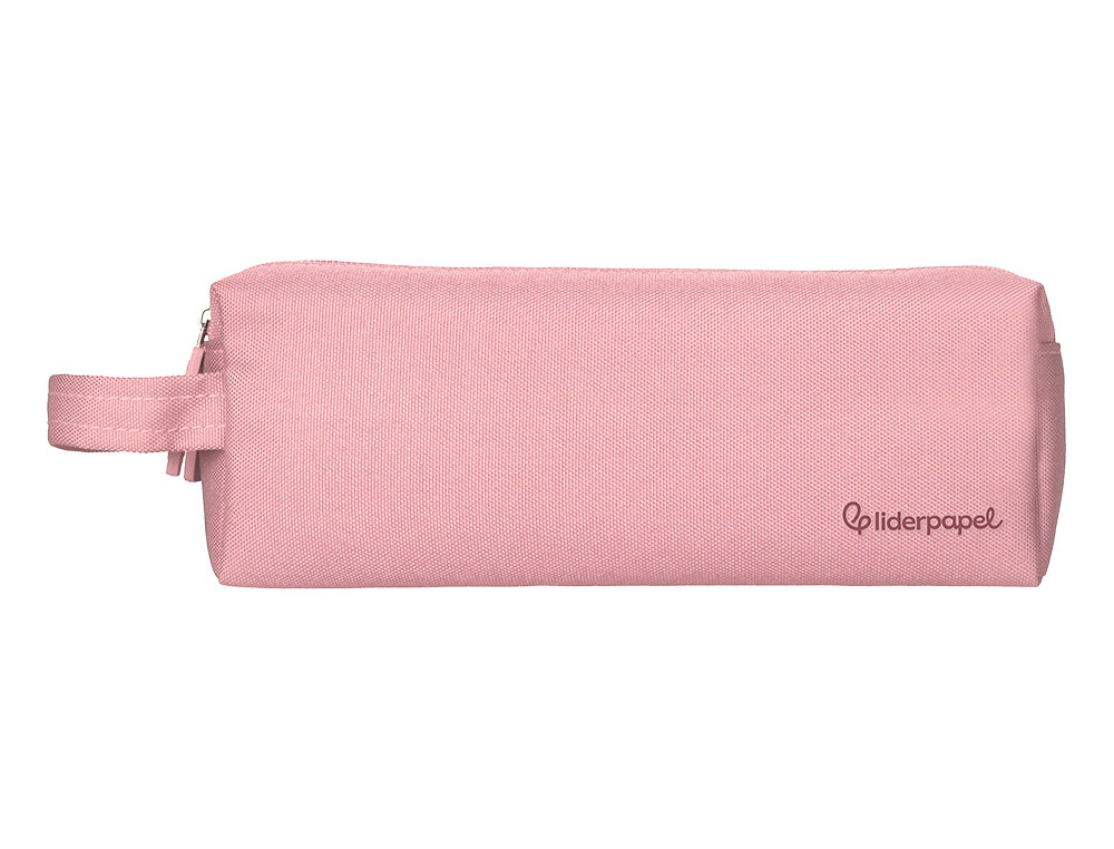 Estuche portatodo liderpapel classic rectangular con asa 2 cremalleras 210 x80mm rosa