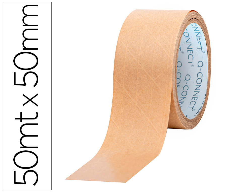 Cinta adhesiva q-connect kraft reforzado 50 mt x 50 mm para embalaje