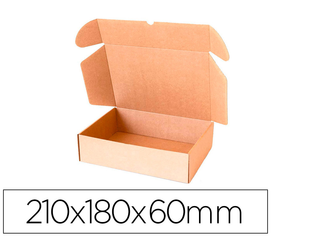 Caja automontable q-connect para e-commerce y regalo carton reciclado canal simple 3 mm kraft 210x180x60 mm