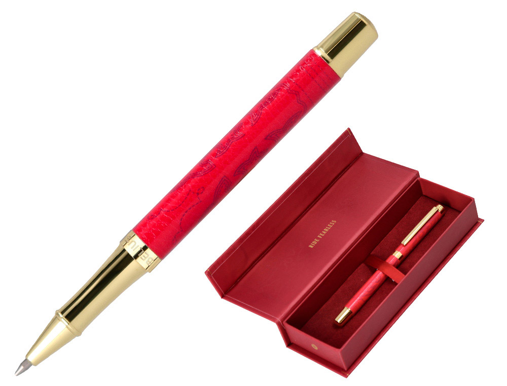 Roller belius wild west aluminio color granate dorado tinta color negro caja de diseño