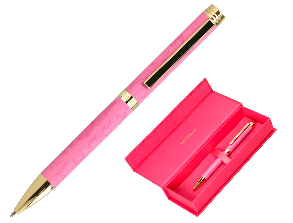 Boligrafo belius wild west aluminio color rosa dorado tinta color azul caja de diseño