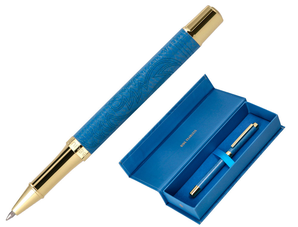 Roller belius wild west aluminio color azul marino dorado tinta color negro caja de diseño