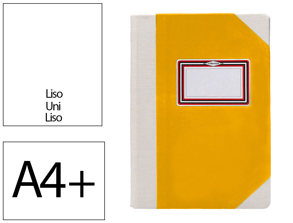Libro cartone cosido fernandes flecha din a4+ liso 50 hojas 100 gr amarillo