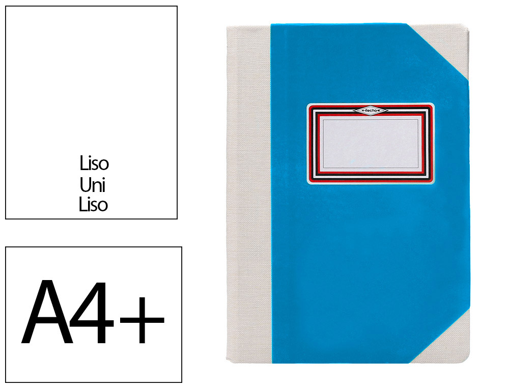 Libro cartone cosido fernandes flecha din a4+ liso 50 hojas 100 gr azul