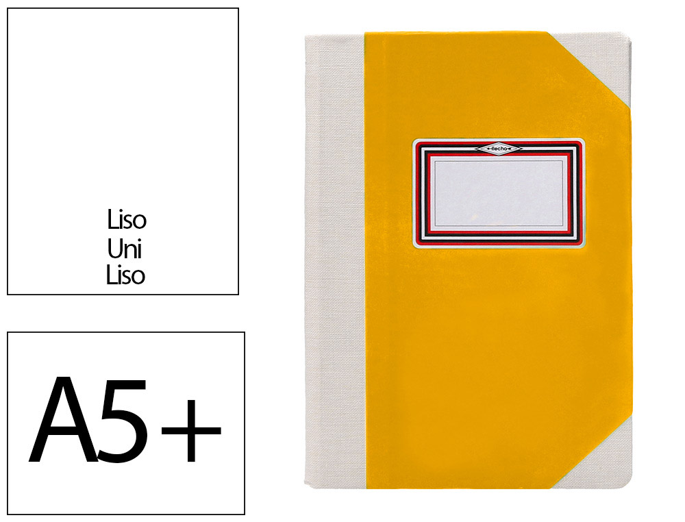 Libro cartone cosido fernandes flecha din a5+ liso 50 hojas 100 gr amarillo