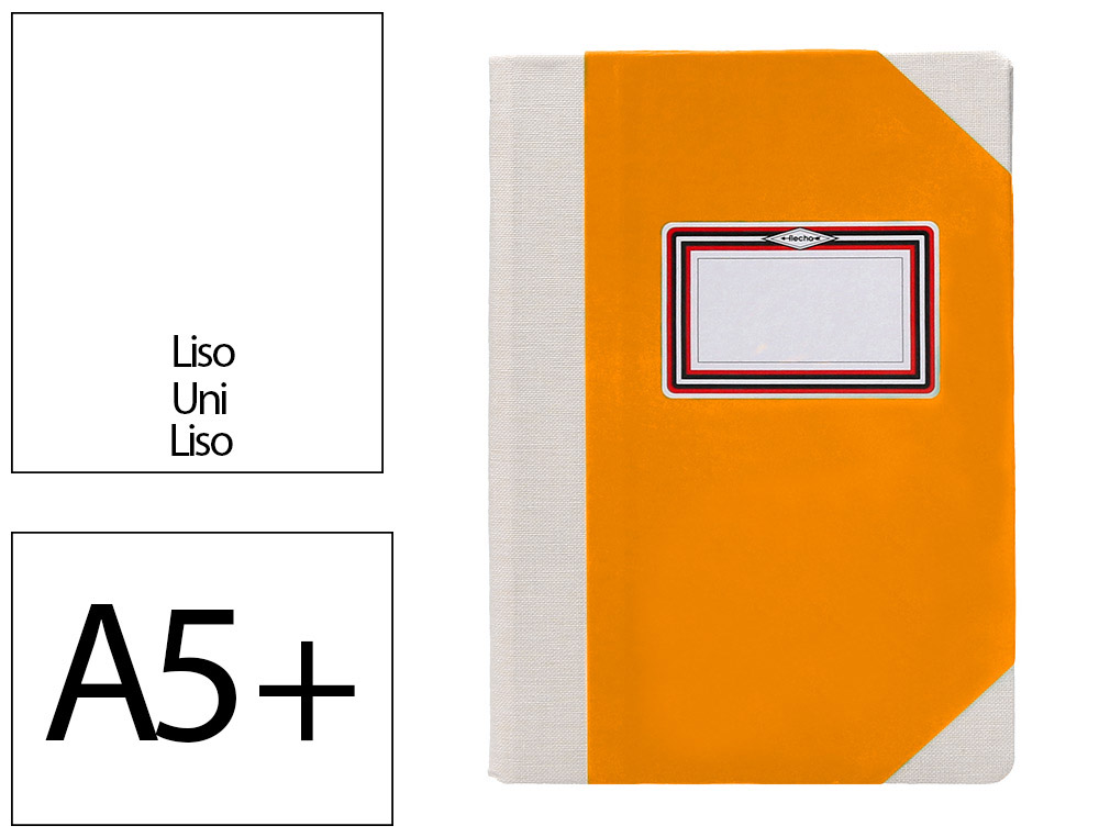 Libro cartone cosido fernandes flecha din a5+ liso 50 hojas 100 gr naranja