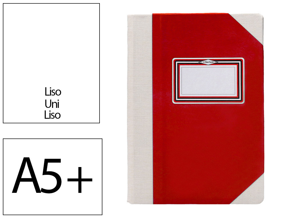 Libro cartone cosido fernandes flecha din a5+ liso 50 hojas 100 gr rojo