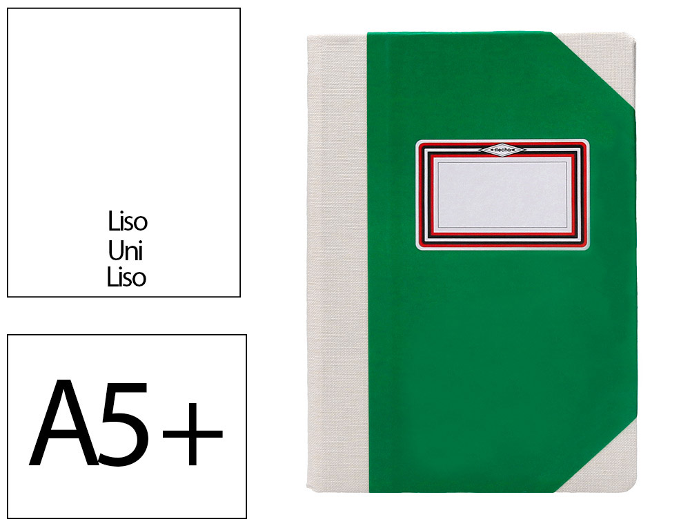 Libro cartone cosido fernandes flecha din a5+ liso 50 hojas 100 gr verde