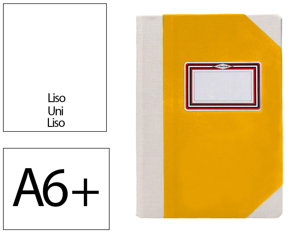 Libro cartone cosido fernandes flecha din a6+ liso 50 hojas 100 gr amarillo