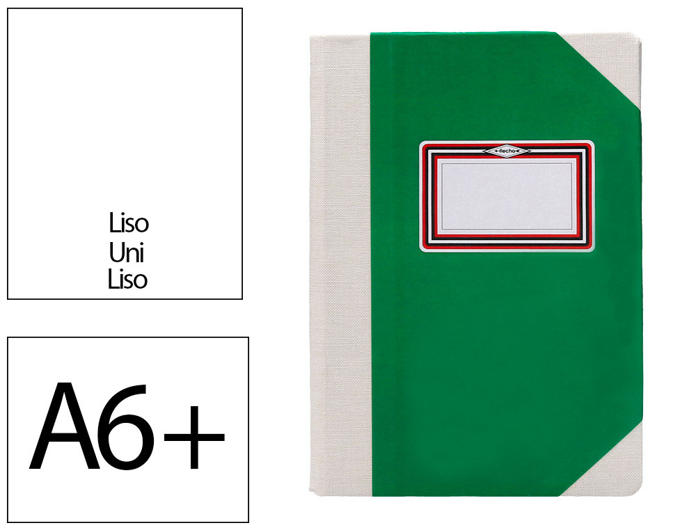 Libro cartone cosido fernandes flecha din a6+ liso 50 hojas 100 gr verde