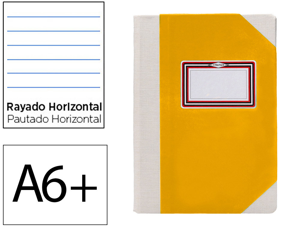 Libro cartone cosido fernandes flecha din a6+ rayado horizontal 50 hojas 100 gr verde