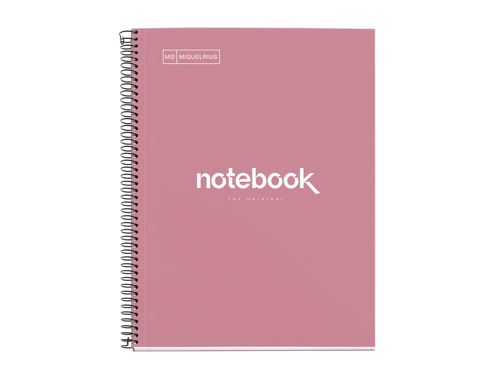 Cuaderno espiral miquelrius notebook emotions rose dust tapa forrada din a4 microperforado 80 hojas 90