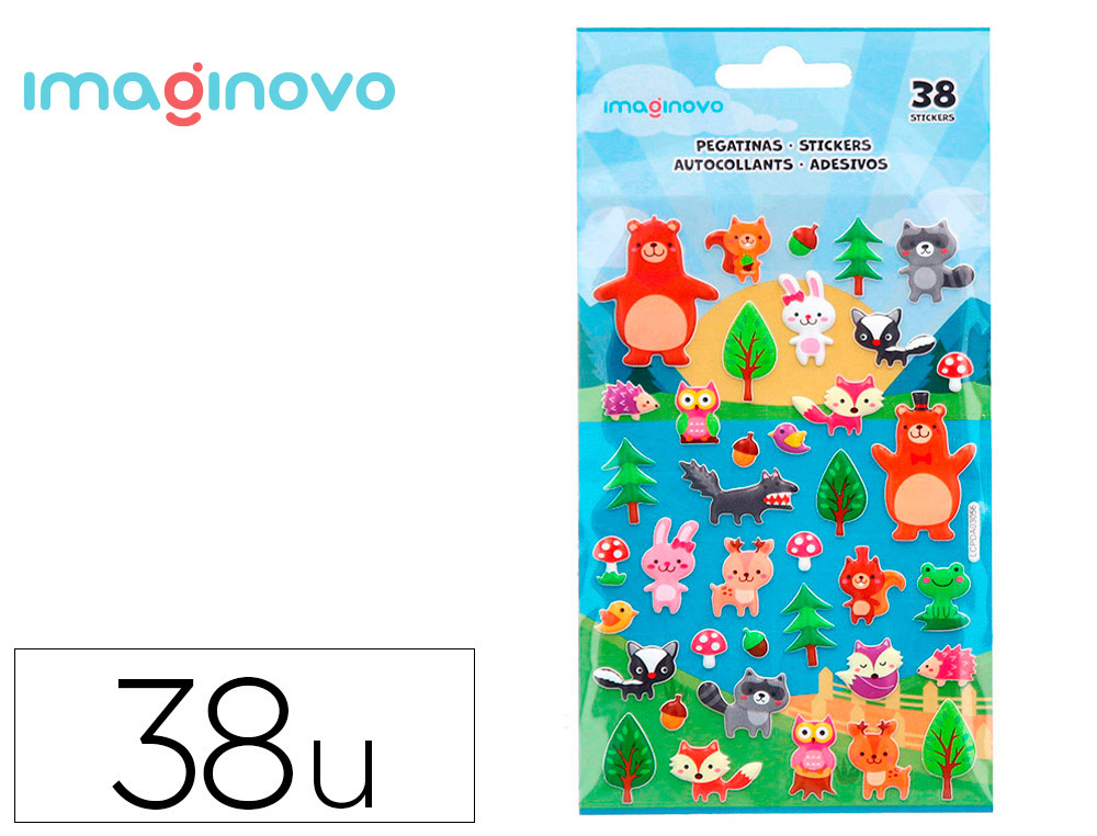 Pegatinas imaginovo cute animales bosque con relieve 190x105 mm en blister