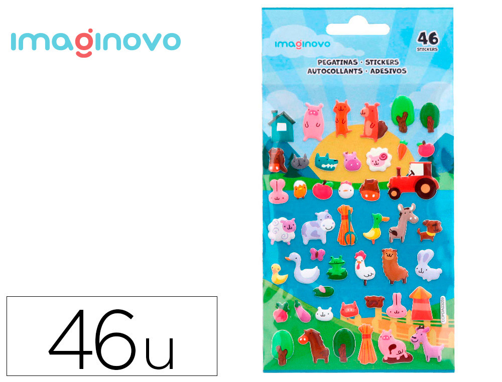 Pegatinas imaginovo cute animales granja con relieve 190x105 mm en blister