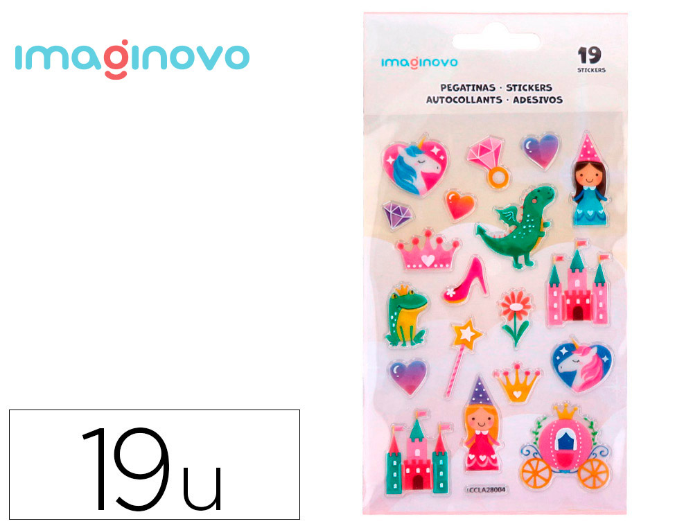 Pegatinas imaginovo princesas magic dreams pvc 190x105 mm en blister