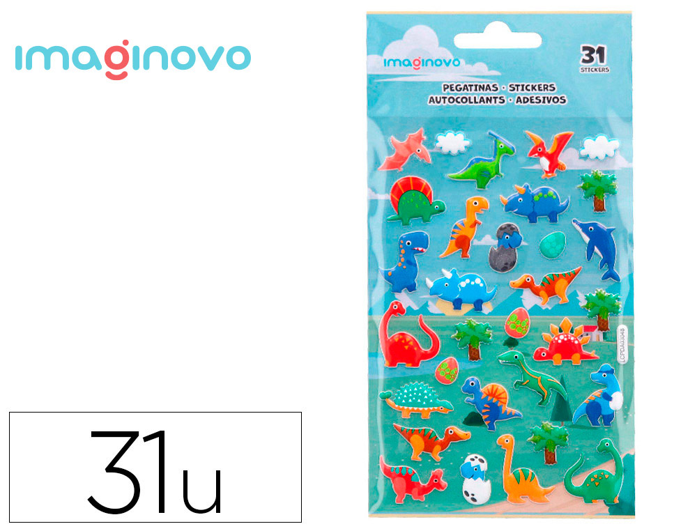 Pegatinas imaginovo kids dinosaurios goma eva 190x105 mm en blister