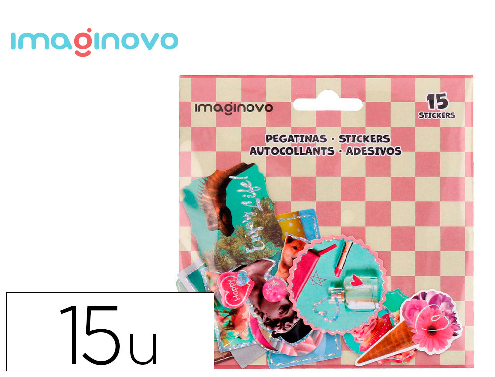 Pegatinas imaginovo good vibes diseños surtidos para ordenador 145x140 mm en blister