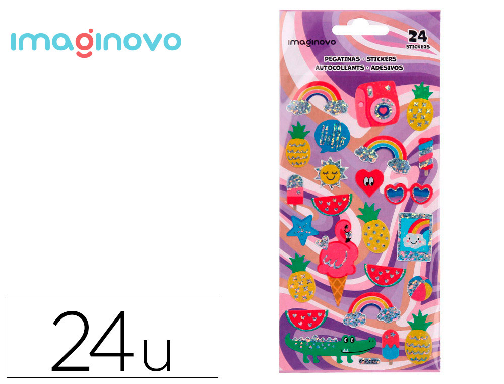 Pegatinas imaginovo diseños surtidos verano con brillo 214x100 mm en blister