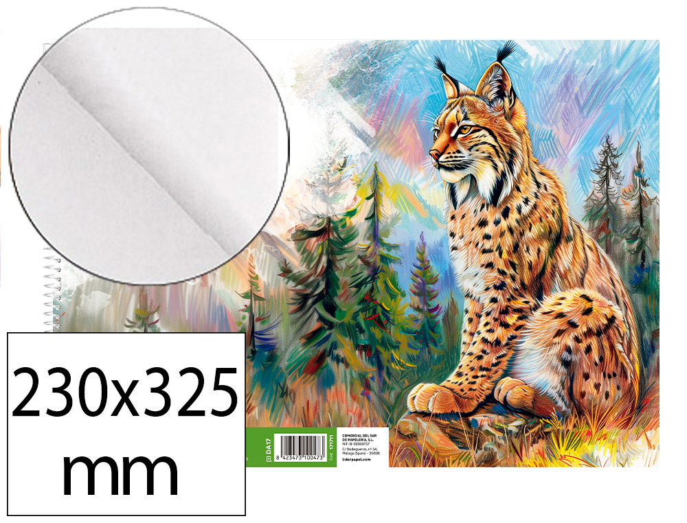 Bloc dibujo liderpapel artistico natura espiral 230x325mm 20 hojas 130g/m2 sin recuadro perforado