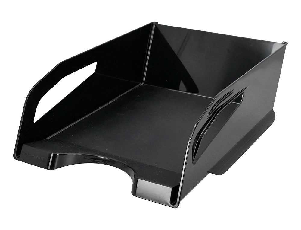 Bandeja sobremesa plastico q-connect gran capacidad con asa negro opaco 386x270x115mm