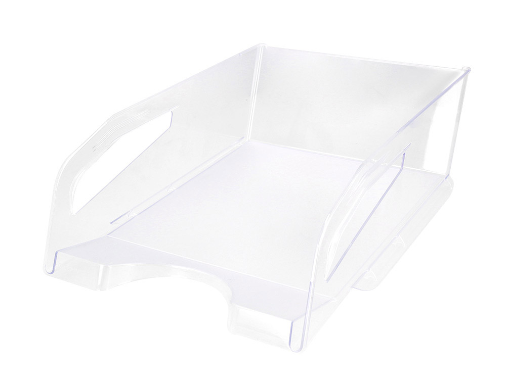 Bandeja sobremesa plastico q-connect gran capacidad con asa transparente 386x270x115mm