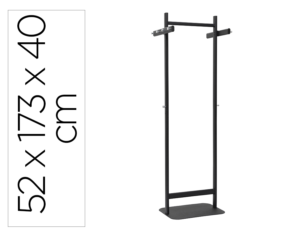 Perchero metalico maul salsa 8 colgadores color negro 520x1730x400 mm