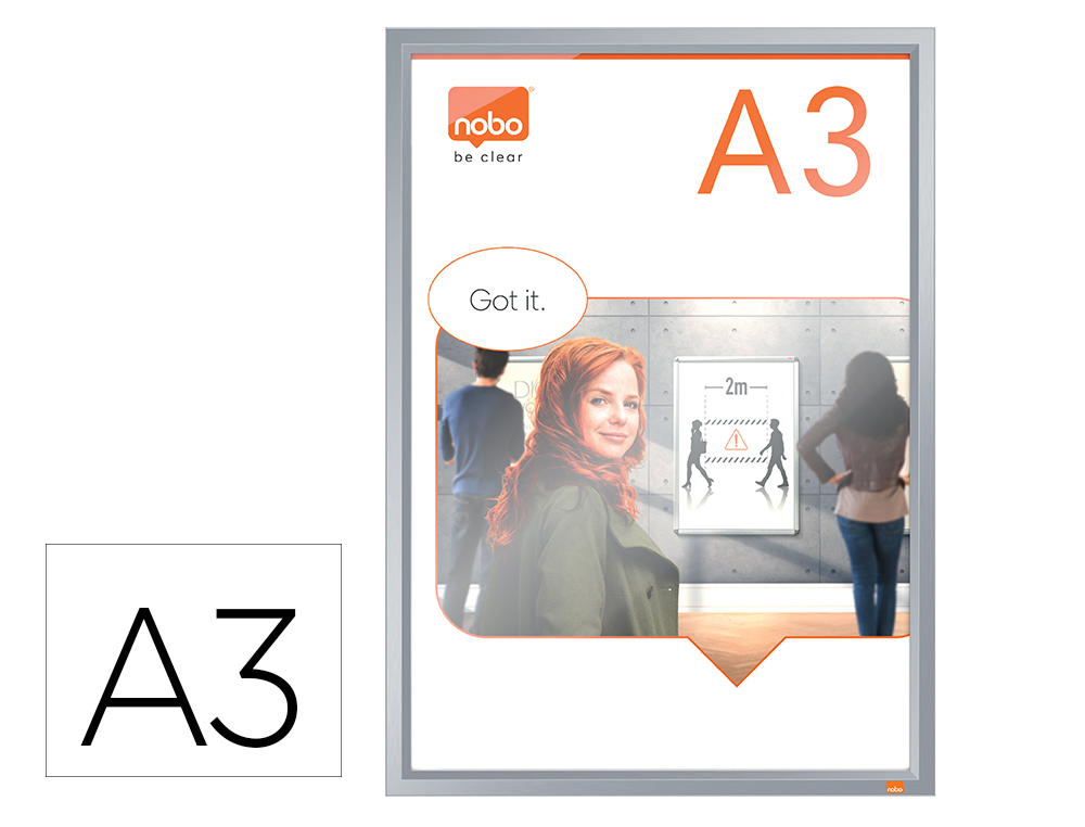 Marco porta anuncios nobo impression pro din a3 marco de clip aluminio 320x17x445 mm