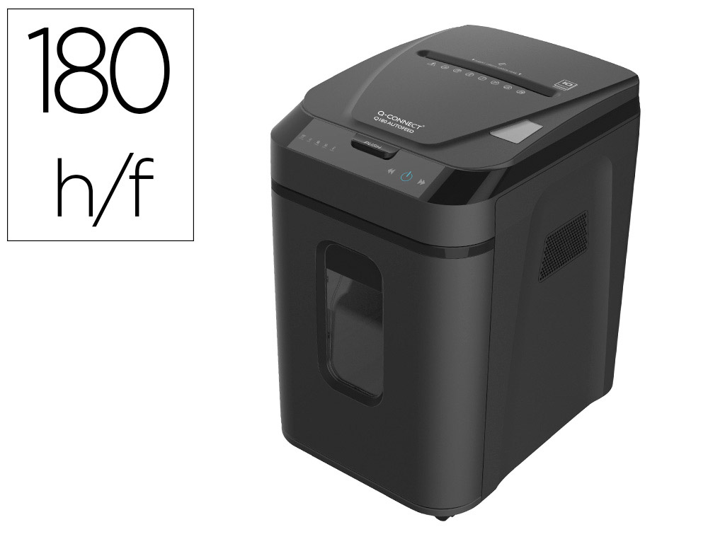 Destructora de documentos q-connect capacidad corte 180 h auto / 10 h manual destruye grapas clips y tarjetas