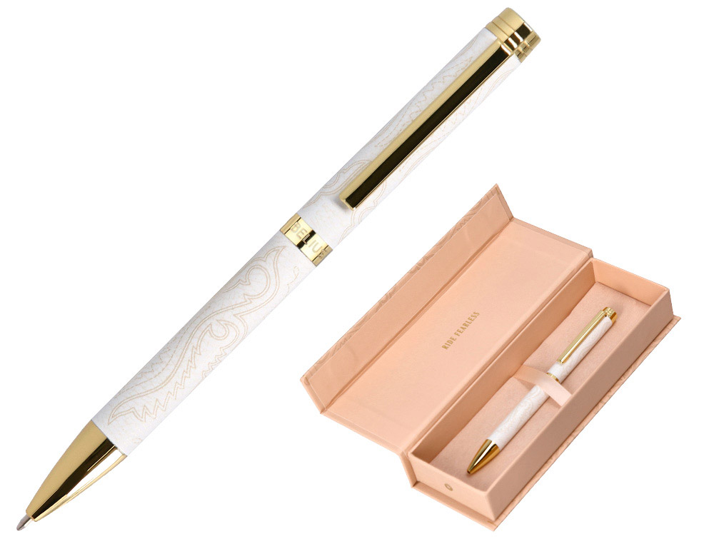 Boligrafo belius wild west aluminio color crema dorado tinta color azul caja de diseño
