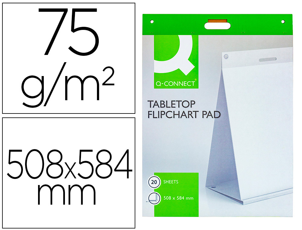 Bloc congreso q-connect liso autoadhesivo sobremesa 508x584 mm 20 hojas papel blanco de 75g/m2 fsc